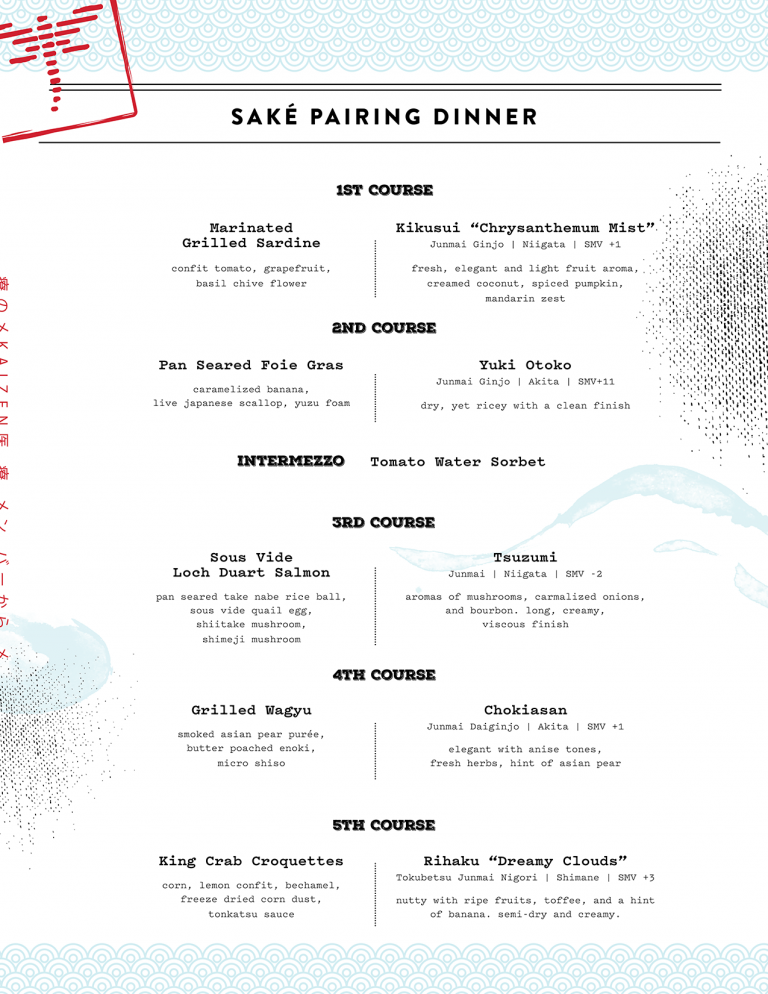 Dragonfly Gainesville Event 5Course Saké Pairing Dinner